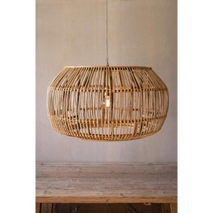 Natural Bamboo Round Pendant Light – 34" Wide Boho Ceiling Fixture by Kalalou - 1 of 1