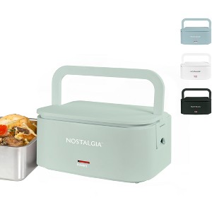 Nostalgia 32-Ounce Portable Heated Electric Lunch Box – Leak-Proof Silicone Sealed Lid, Foldable Carry Handle, Detachable Cord – Sage - 1 of 4