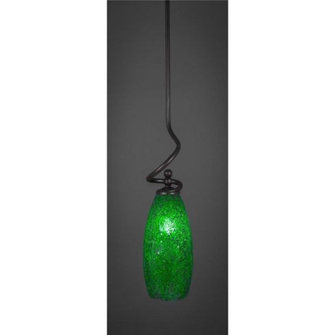 Toltec Lighting Capri 1 - Light Pendant in  Dark Granite with 5.5" Green Fusion Shade - image 1 of 1