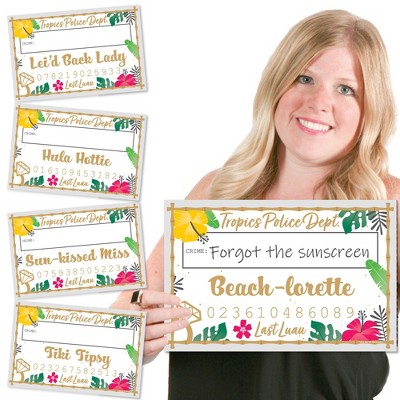 Big Dot of Happiness Last Luau - Tropical Bachelorette Party and Bridal Shower Mug Shots - Photo Booth Props Kit - 20 Count