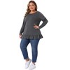 Agnes Orinda Women's Plus Size Ruffled Hem Crew Neck Long Sleeve Flowy Casual Tunic Tops with Pockets - 3 of 4