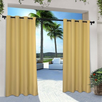 Set of 2 84"x54" Solid Cabana Grommet Top Light Filtering Curtain Panel Yellow - Exclusive Home