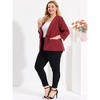 Agnes Orinda Women's Plus Size Fashion Formal with 3/4 Pleated Sleeves and Shawl Collar Blazers - 3 of 4
