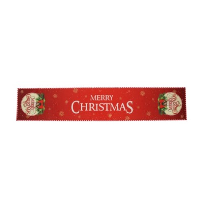 Unique Bargains Christmas Table Runner Bow Christmas Ornament Polyester Red Green 71x14 Inch 1 Pc
