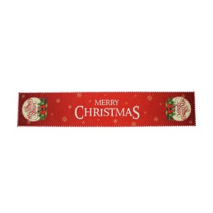 Unique Bargains Christmas Table Runner Bow Christmas Ornament Polyester Red Green 71x14 Inch 1 Pc - 1 of 4