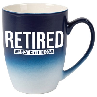 Elanze Designs Retired The Best Is Yet To Come Two Toned Ombre Matte Navy Blue and White 12 ounce Ceramic Stoneware Coffee Cup Mug