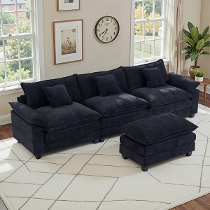 EHMKNP 112" L-Shaped Modular Sectional Sofa – Comfy Cloud Couch with Movable Ottoman, Deep Seat Cushions for Living Room - 1 of 4