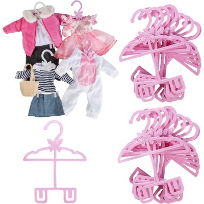 Pink Full-Outfit Hanger 24pk for American 18" Doll Clothes- Hold Your Tops & Bottoms, Dress, and More Together- Perfect Girl Gift Set