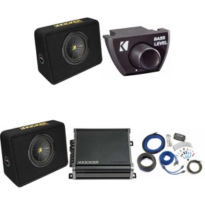 Kicker (2) 10 Inch Comp Truck Bass Package 50TCWC104 with 46CXA8001, Bass Knob and amp wire kit - 1 of 4