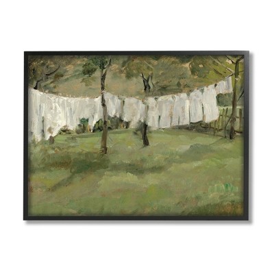 Stupell Industries Soothing Yard Clothesline Scene Framed Giclee