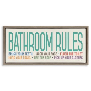 Stupell Industries Bathroom Rules with Teal Text, 31" x 14" - 1 of 4