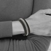 Black Bow Jewelry 23mm Stainless Steel & Black Leather Multi Strand Bracelet, 8.5 Inch - 3 of 4