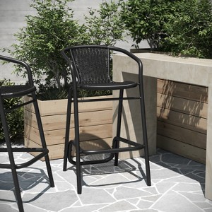 Merrick Lane Restaurant Style Barstool with PE Rattan Seat for Indoor/Outdoor Use - 1 of 4