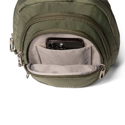 Baggallini Securtex Anti-Theft Multi Zip Sling Bag - Thyme — фото 6