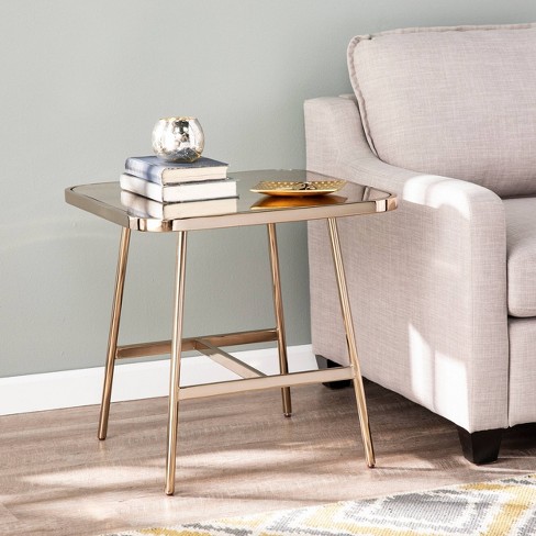 Tishton Mirrored End Table Champagne Aiden Lane