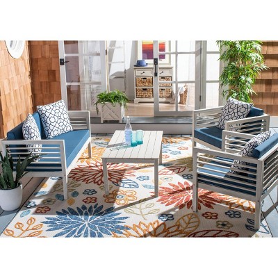 Barcelona Breeze 6-Person Transitional Outdoor Conversation Set, Blue and White