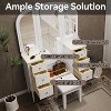 Antique White Makeup Vanity Desk with Triple Mirror, 6 Drawers and Upholstered Stool, Classic Dressing Table for Bedroom or Dressing Room - 4 of 4