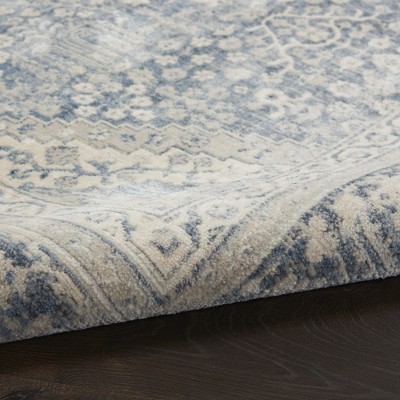 Vintage Blue Synthetic 4' x 6' Easy-Care Rectangular Area Rug