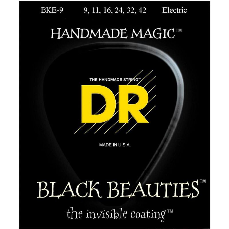DR Strings Extra Life BKE-9 Black Beauties Lite Coated Electric Guitar Strings, 1 of 2