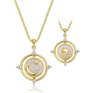 Molenia Sun Moon Star Necklace for Women: 14K Gold Plated Gemstone Crescent Pendant Celestial Necklace Trendy Dainty Jewelry Birthday Anniversary - 1 of 4