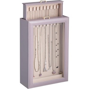 2-Layer Necklace Organizer Box with Clear Lid, Tangle-Free Storage - 1 of 4