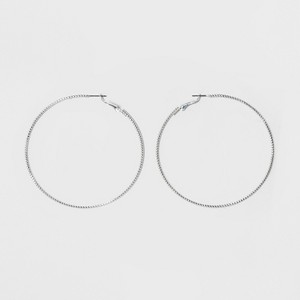 Textured Hoop Earrings - A New Day Silver, Women