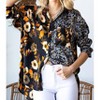 Women's Floral Button Down Satin Shirt - First Love - 2 of 2