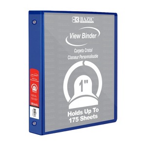 Bazic Products 3-Ring View Binder with 2 Pockets, 1", Blue (pack of 6) - 1 of 1