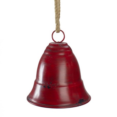 Melrose 8.5" Red and Brown Rustic Hanging Christmas Bell