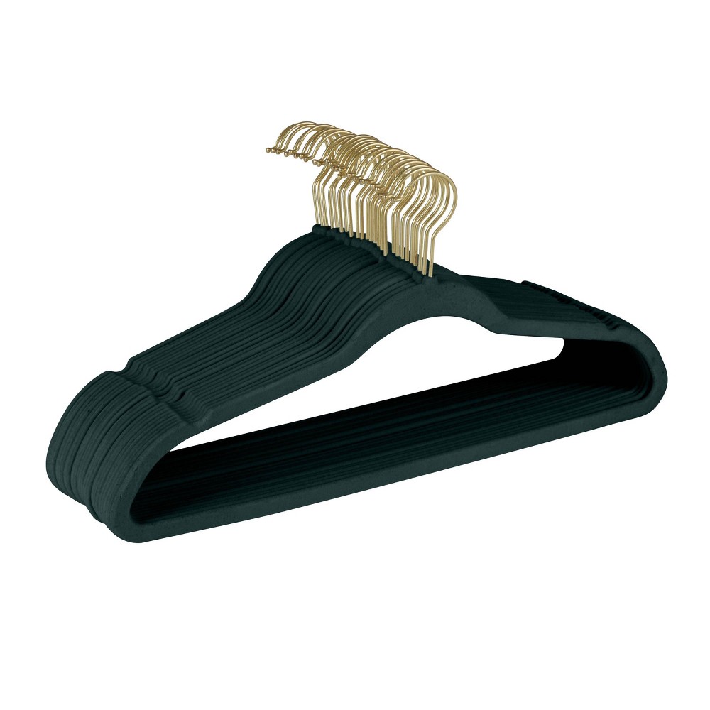 Simplify 25pk Velvet Suit Hangers with Matte Gold Hook Emerald: Multipurpose Clothes Hangers for Suits, Coats, Dresses