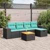 vidaXL 6 Piece Patio Sofa Set with Cushions Black Poly Rattan - 2 of 4