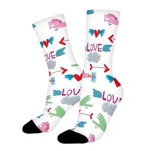 Love Arrow Hearts Women Printed Crew Socks Funny Funky Socks Soft Polyester Novelty Gifts for Artists Men - 1 of 4