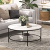 Black Bronze and Faux Marble Round Coffee Table - Henn&Hart - 4 of 4