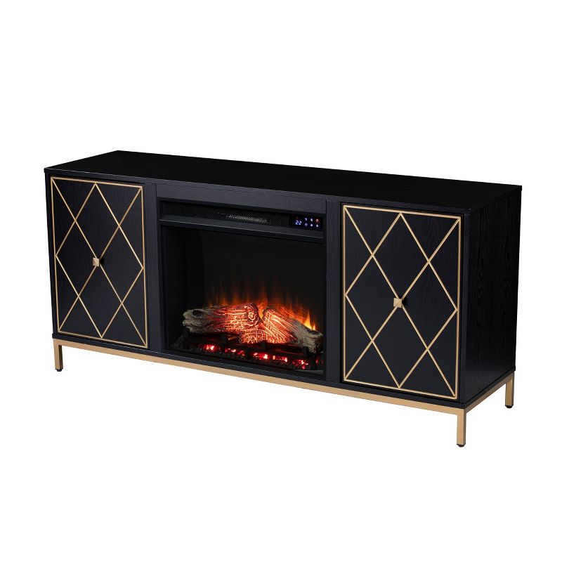 Nessnal Fireplace with Media Storage Black/Gold - Aiden Lane, 6 of 16