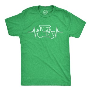 Mens Golf Cart Heart Beat T Shirt Funny Cool Golfing Lovers Pulse Tee For Guys - Crazy Dog Men's T Shirt - 1 of 4