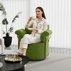 360° Swivel Boucle Barrel Chair, Upholstered Armchair with Gold Metal Legs, Comfortable Round Accent Chair for Living Room - Koiai - 3 of 4