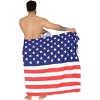 LA LEELA Men's Patriotic 4th of July USA Flag Swimwear Summer Sarong Swim Trunk Pareo Beach Wrap One Size Pearl Stars and Stripes - 4 of 4