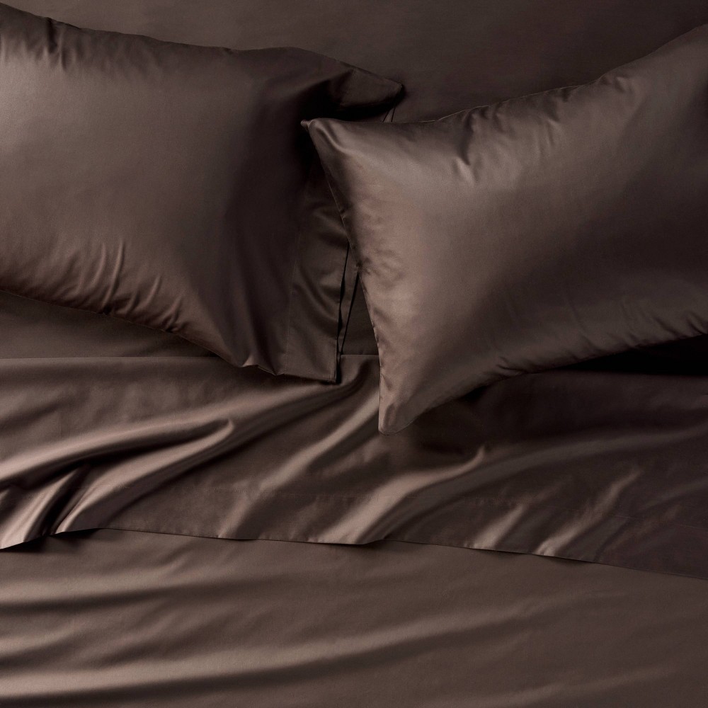 Photos - Bed Linen Queen 600 Thread Count Sateen Sheet Set Dark Fig - Casaluna™
