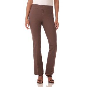 Rekucci Women's All Season Knit Secret Figure Bootcut Pants – Pull-On Comfort with Tummy Control - Cocoa, 18 Tall - 1 of 4