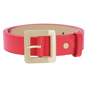 INSPIRE CHIC Women's Golden Square Buckle Fashion Faux Leather Waist Belts 1 Pc - 1 of 4
