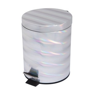 Bath Bliss 5L Bathroom Waste Basket with Slow Close Lid: Tin & Plastic, 10.4" Height, 8" Depth Trash Can - 1 of 4