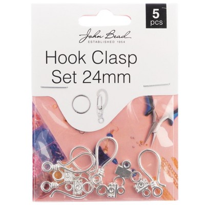 John Bead Must Have Findings Metal Silver 24mm Hook Clasps for Jewelry Making Findings, 5 Pieces