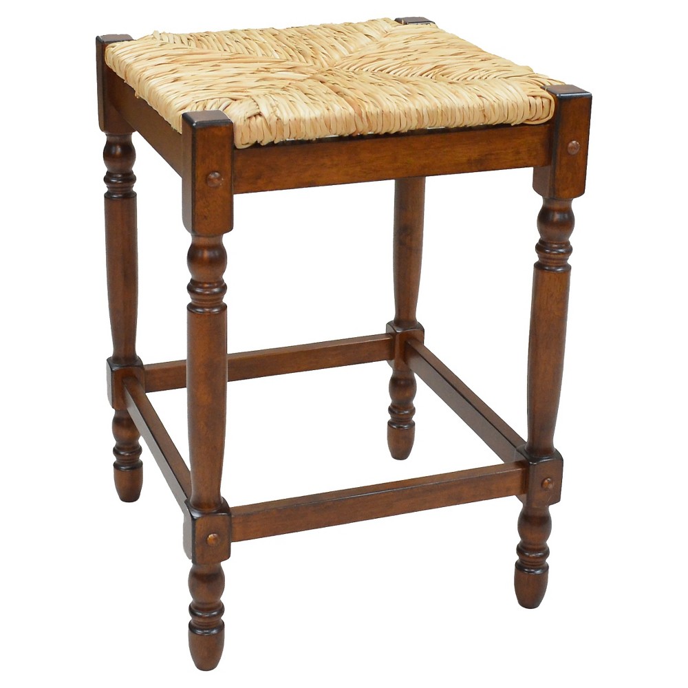 Photos - Chair Carolina Living 24" Turner Counter Height Barstool Chestnut: Rubberwood Frame, Square Seat