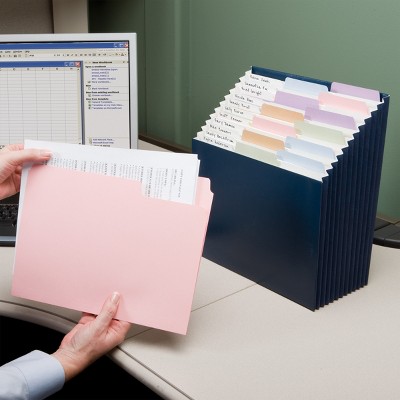 Navy Blue 12-Pocket Tiered Expanding File Organizer
