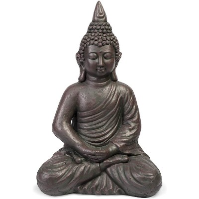 Juvale 24" Large Buddha Statue Sitting Meditating Figurine for Indoor Outdoor Home Garden Temple Decor Gift, Dark Stone