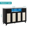 Rattan Sideboard Buffet Cabinet with 4 Doors and 2 Drawers, Console Table Coffee Bar with Power Outlet and Adjustable Shelves - 2 of 4