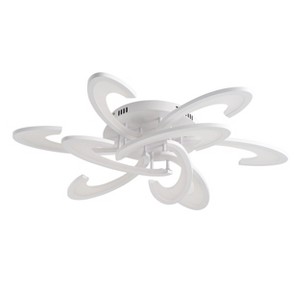 Modern White LED Ceiling Light Fixture, Flush Mount Wave Design Chandelier for Living Room Bedroom - 1 of 4