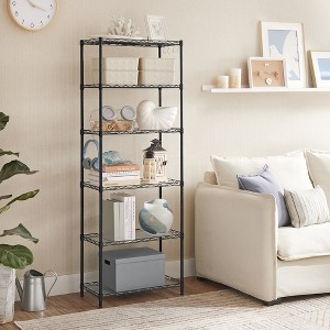 SONGMICS 6-Tier Storage Shelves, Wire Shelving Unit, Kitchen Metal Shelves, Storage Rack, 11.4 x 23.2 x 63 Inches Black - 1 of 4