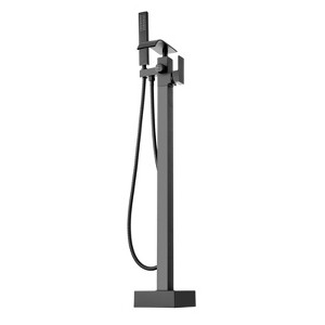VEVOR Freestanding Bathtub Faucet, Floor Mount, Freestanding Tub Filler, Shower Mixer Taps, Two Water Modes, 360° Swivel Spout, Black - 1 of 4