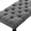 Syemin Ottomans and Benches Leviton Fabric Tufted Turned Leg Dining Bench, Modern Storage Shoe Bench, Rustic Entryway Bench, Gray, 48"*16"*19.5" - 3 of 4